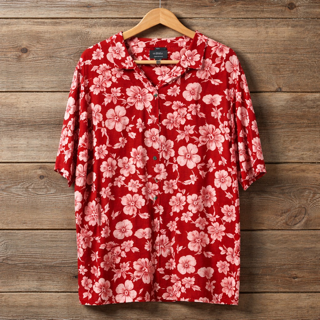 George 3xl (54-56) Floral Print Button Down Rayon Ge Camp Shirt Hibiscus Print